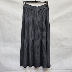 Cellabie Chevron Pleated Knitted A-Line Grey Skirt 100% Polyester  Size OS